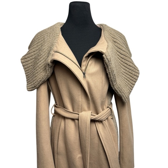Anthropologie Elevenses Women's SZ M Judith Shawl Camel Wool Blend Belted Coat - Picture 7 of 13
